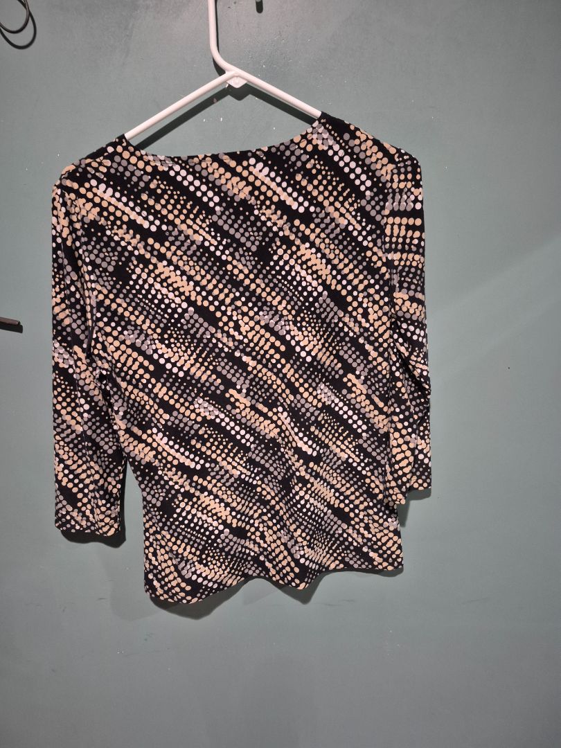 Navy Pattern JM Collection 3/4 Sleeve Shirt, S