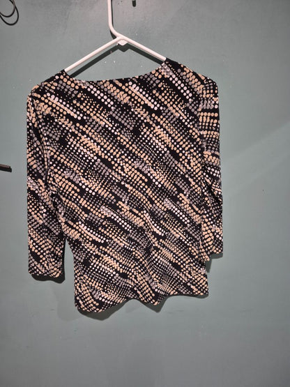 Navy Pattern JM Collection 3/4 Sleeve Shirt, S