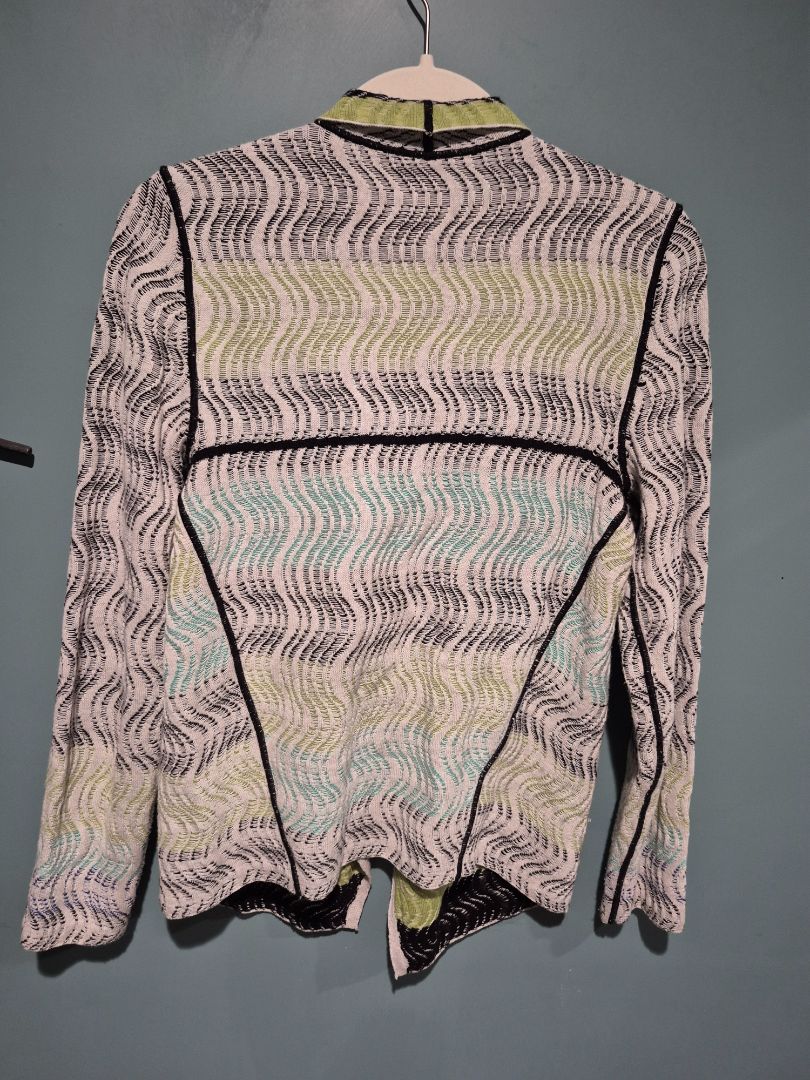 Grey w/bl, grn, & blk Nic+Zoe Knit Jacket, M