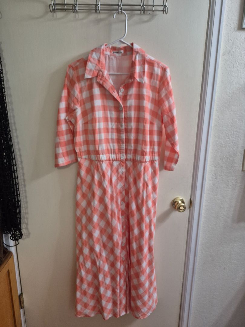 Peach eShakti Midi Shirt Dress, XL-16