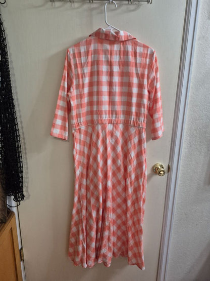 Peach eShakti Midi Shirt Dress, XL-16