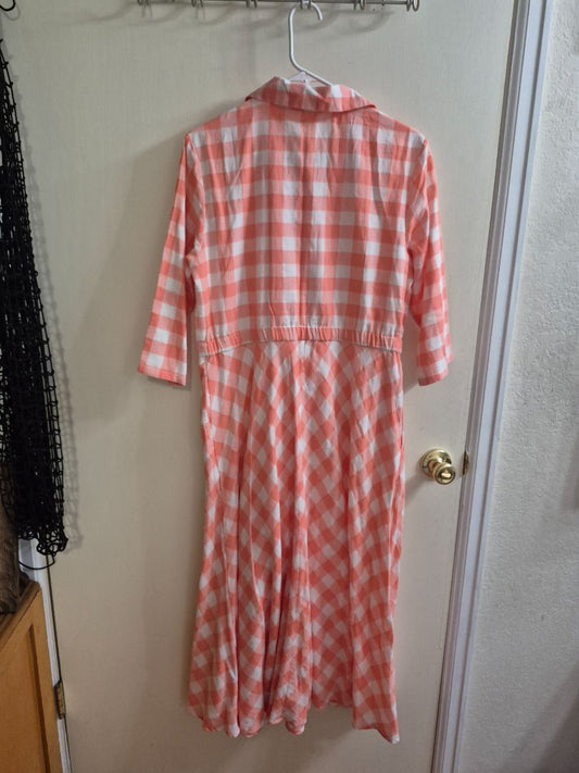 Peach eShakti Midi Shirt Dress, XL-16
