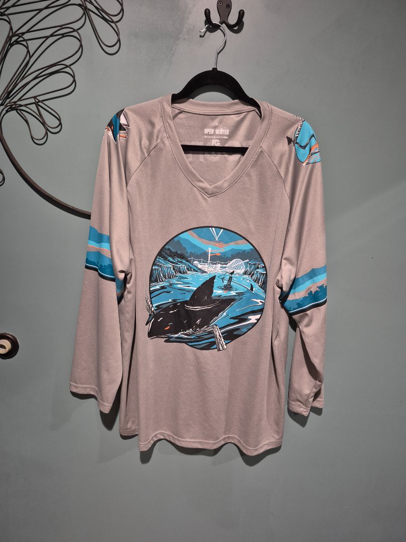 Grey w/Shark Logo Open Water San Jose Sharks Jersey, XL