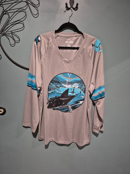 Grey w/Shark Logo Open Water San Jose Sharks Jersey, XL