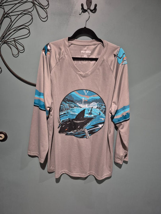 Grey w/Shark Logo Open Water San Jose Sharks Jersey, XL
