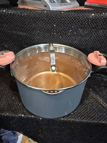 Grey & Copper Gotham Steel 5 Qt Pot w/Locking Draining Lid