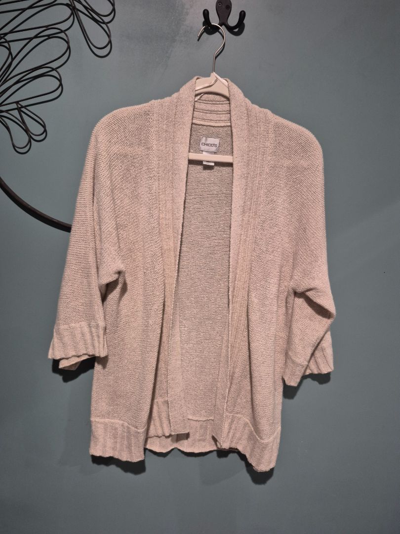 Tan Chico's 3/4 Sleeve Cardigan, 3