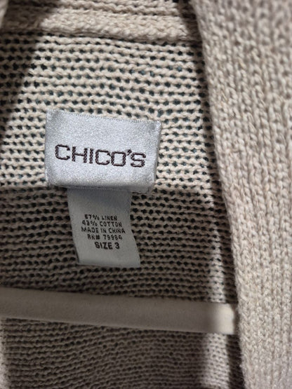 Tan Chico's 3/4 Sleeve Cardigan, 3
