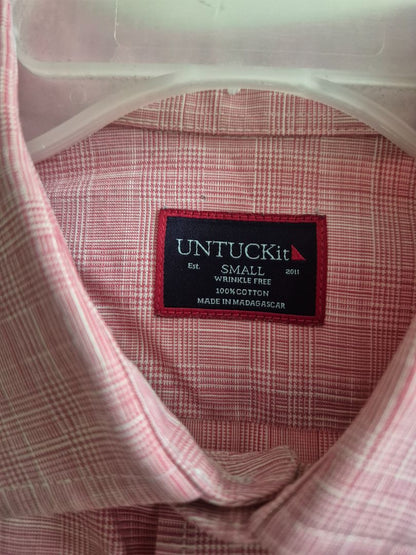 Red Plaid Untuckit Ling Sleeve Button Shirt, Small