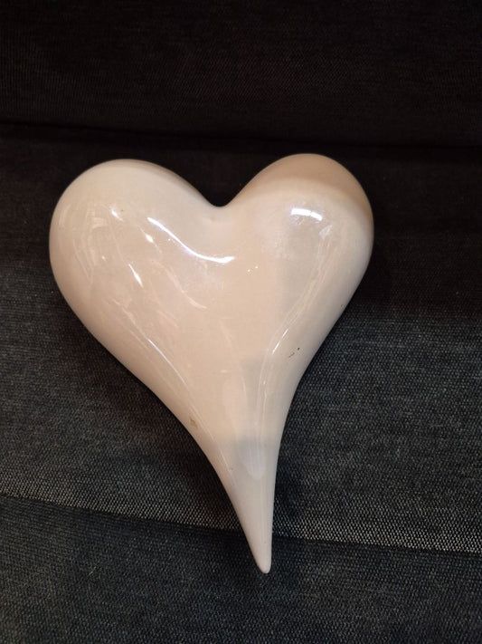 White  Vintage Porcelain Heart, 5.5" × 6.5"