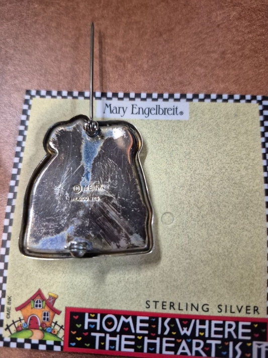 Sterling Silver Mary Engelbreit Home is Where the Heart Is Brooch, 1.5"