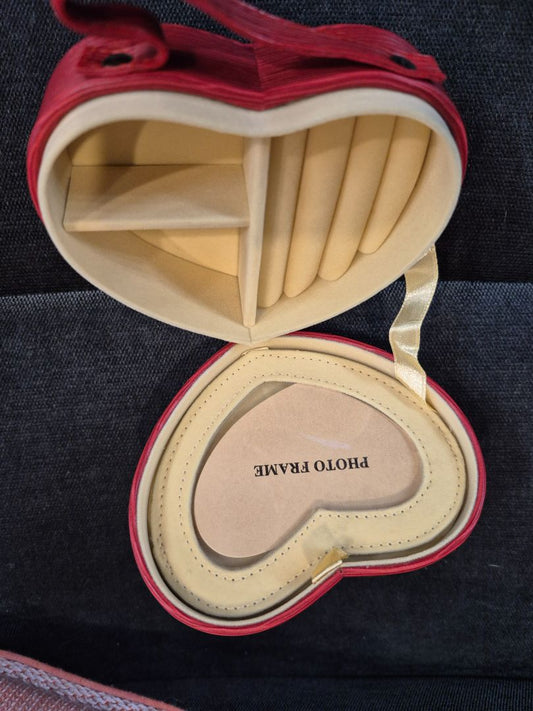 Red  Heart Shaped Jewelry Box, 4.5" × 3.75" × 2"