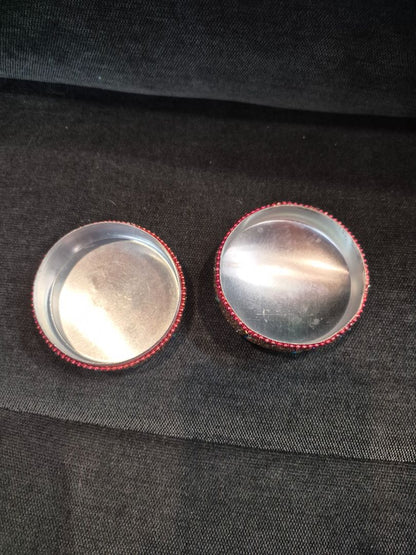 Hand Crafted Decorative Round Metal Trinket Box, 3"
