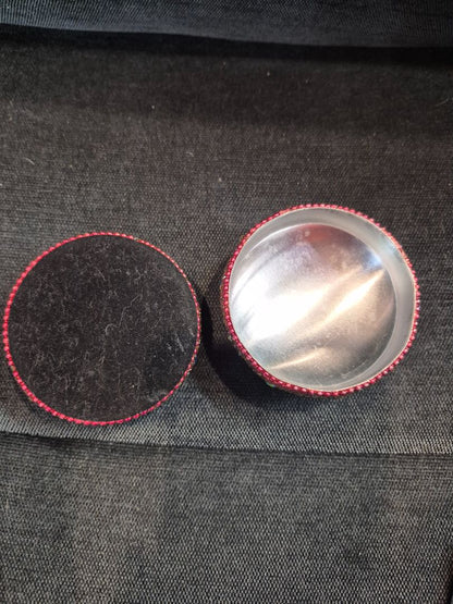 Hand Crafted Decorative Round Metal Trinket Box, 3"