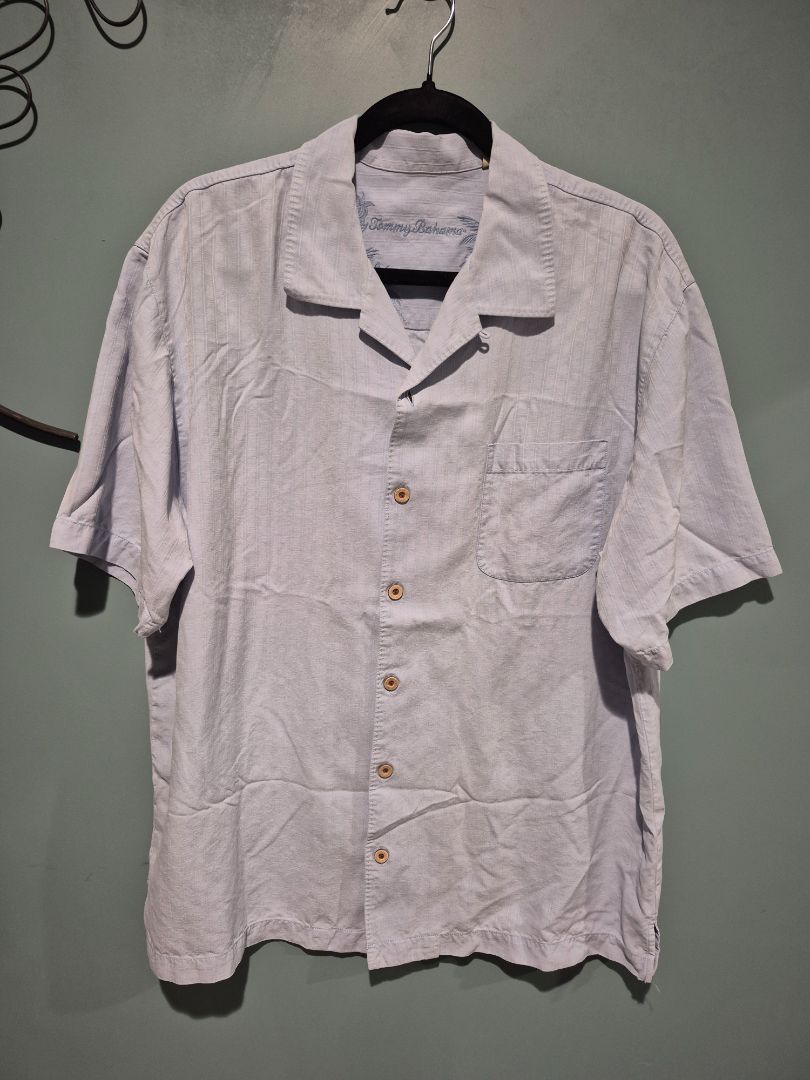 Blue Tommy Bahama Short Sleeve Hawaiian Shirt, L