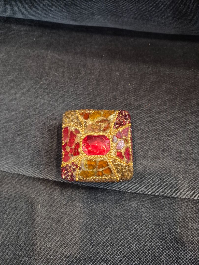 Hand Crafted Decorative Square Trinket Box, 2.75"