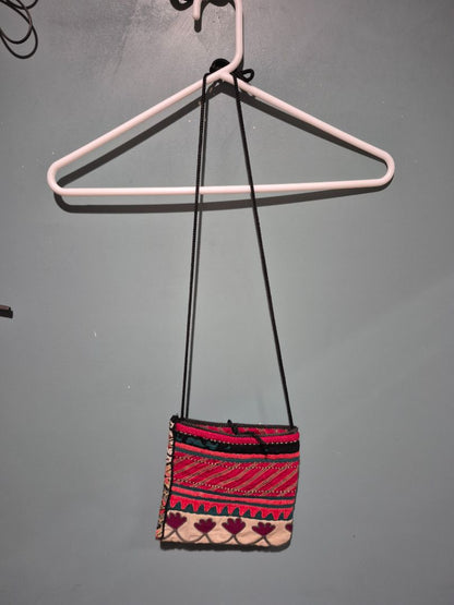 Red Boho Crossbody Bag/Purse, 7"