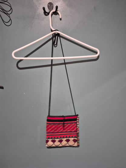 Red Boho Crossbody Bag/Purse, 7"