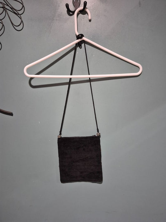 Black  Sequined Boho Crossbody Purse, 7" × 8"