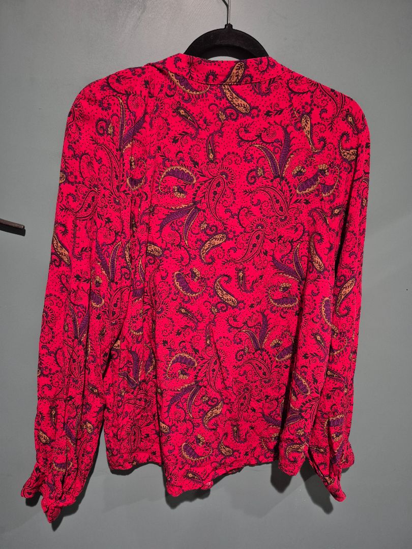Red Paisley Liz Claiborne Long Sleeve Shirt, XL