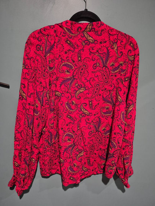 Red Paisley Liz Claiborne Long Sleeve Shirt, XL