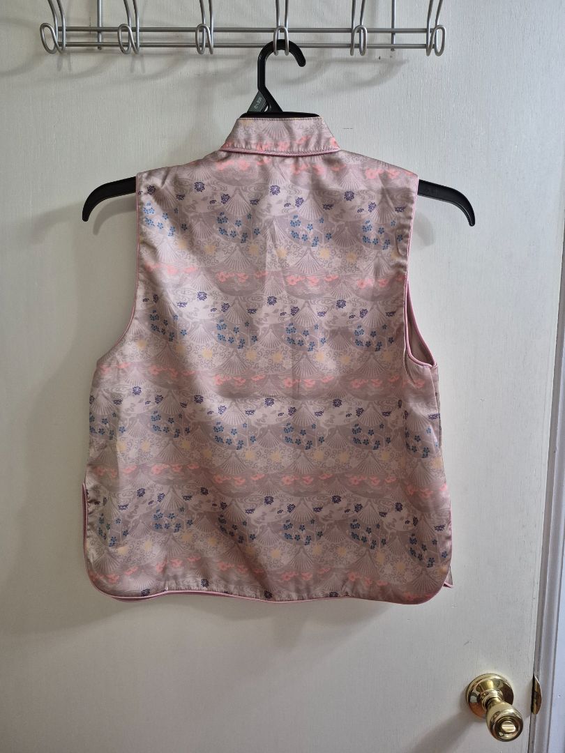 Pink Pattern Chinese-style Stand Collar Vest