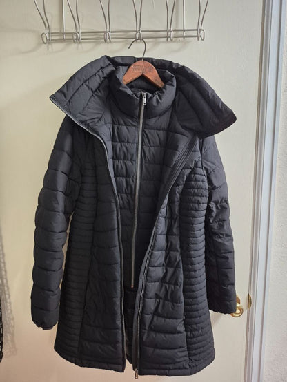 Black DKNY Long Packable Puffer Jacket, L