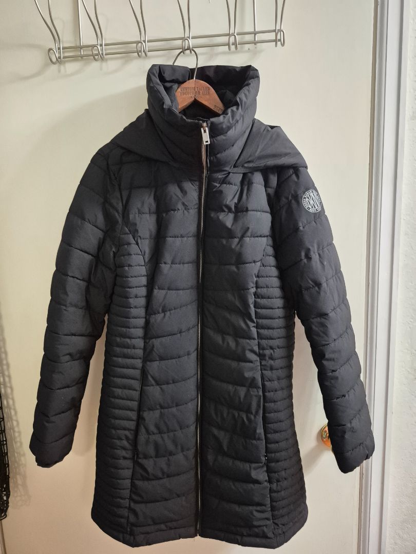 Black DKNY Long Packable Puffer Jacket, L
