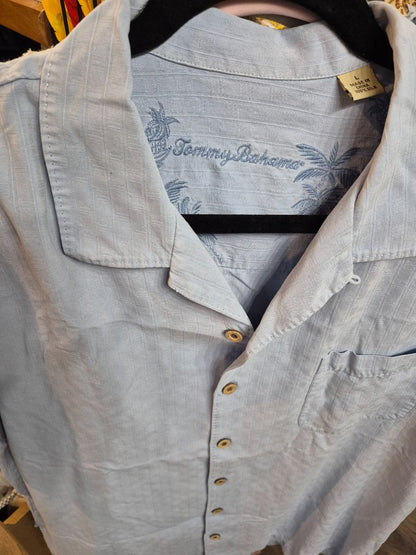 Blue Tommy Bahama Short Sleeve Hawaiian Shirt, L