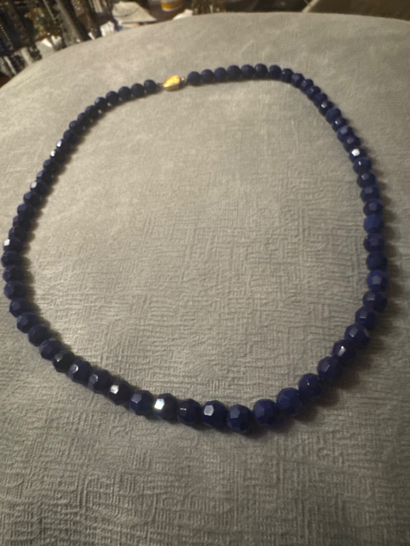 Navy Blue Glass Bead Necklace