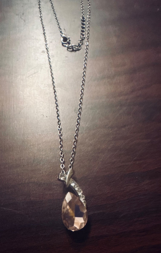 Pink Rhinestone Pendant Necklace