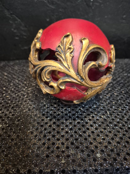 Red & Gold  Porcelain Ornament, 4"