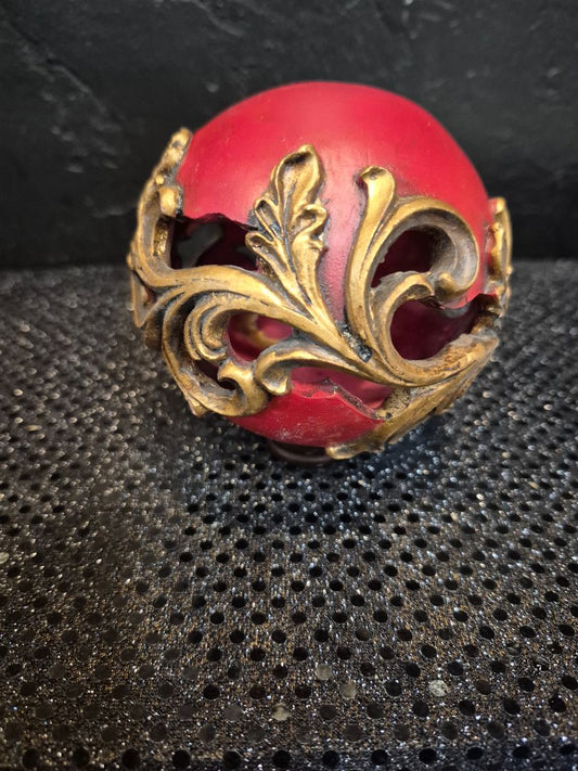 Red & Gold  Porcelain Ornament, 4"