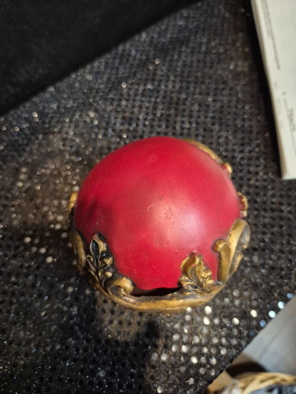 Red & Gold  Porcelain Ornament, 4"