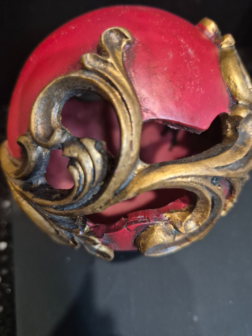 Red & Gold  Porcelain Ornament, 4"
