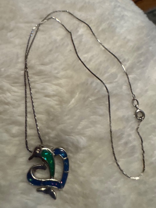 925 Dolphin Heart Necklace