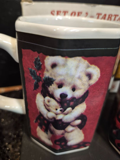 Giftco Tartan Bears Christmas Teddy Mug Gift Set, 8 oz