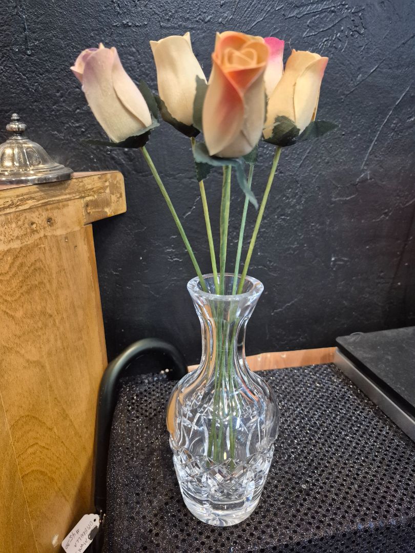 Clear Waterford Crystal Vase, 7.25"
