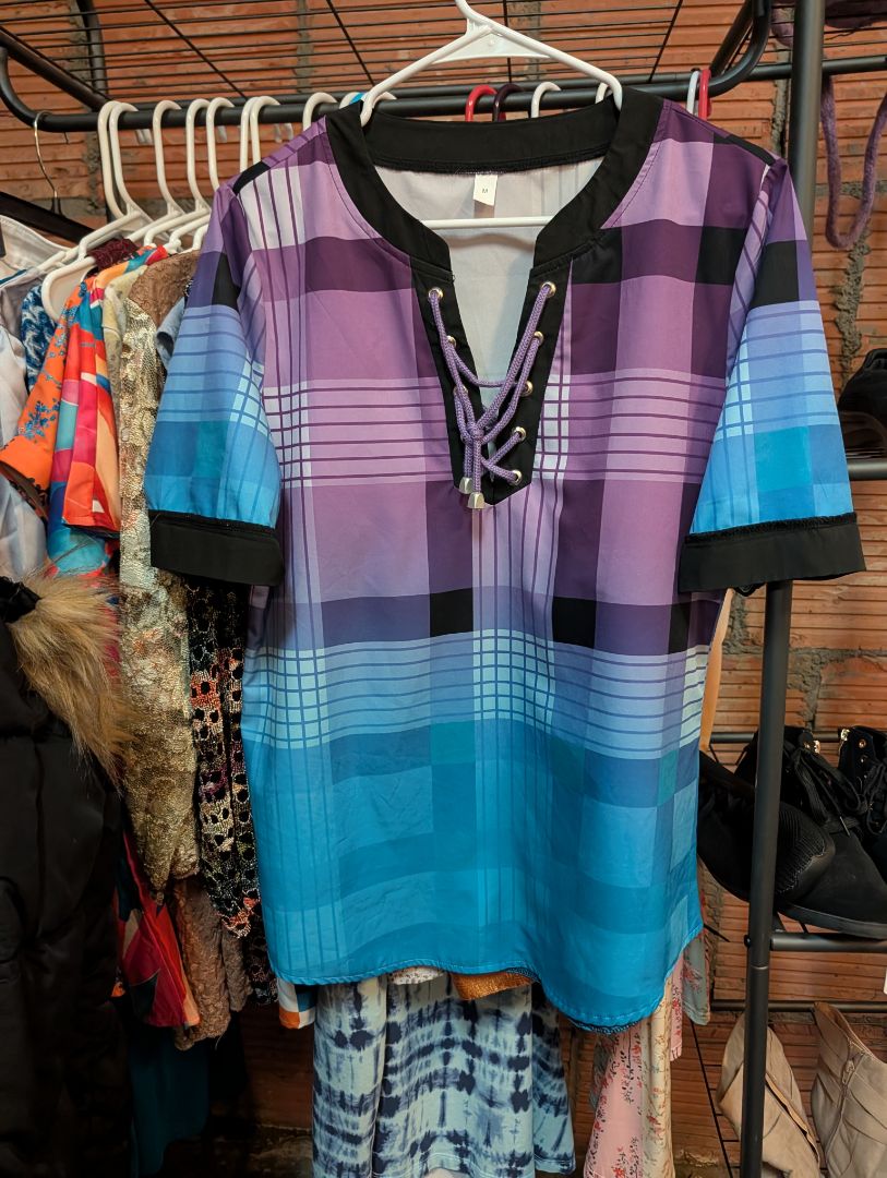 Purple & Blue Plaid Top