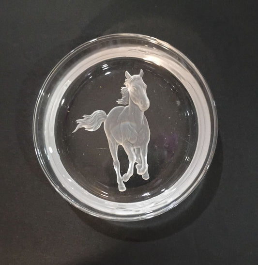 Hoya Brandt frosted glass horse trinket dish