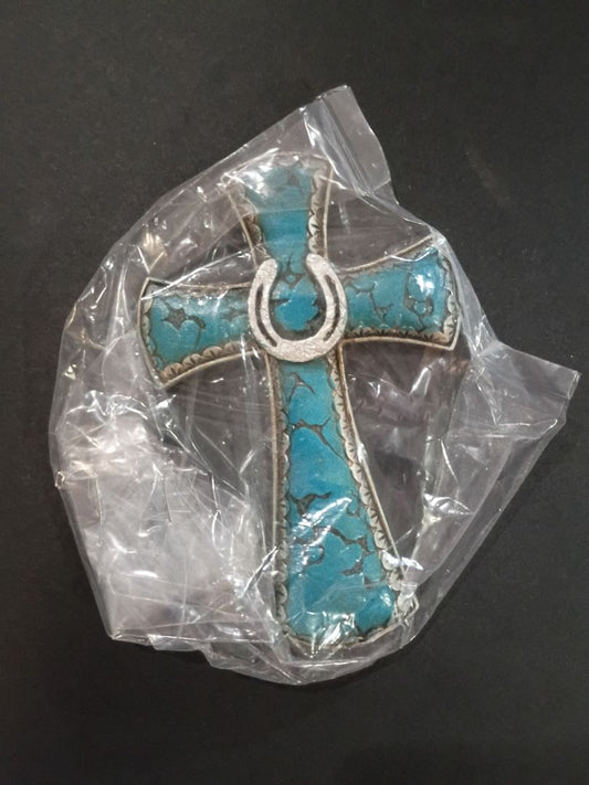"turquoise" horseshoe Cross emblem