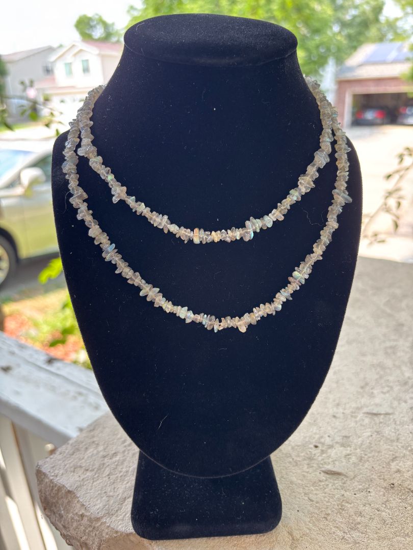 Necklace - Labradorite Chip Necklace - 30"