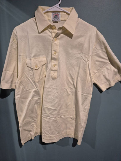 Yellow Cape Isle Knitters Short Sleeve Button Shirt, L