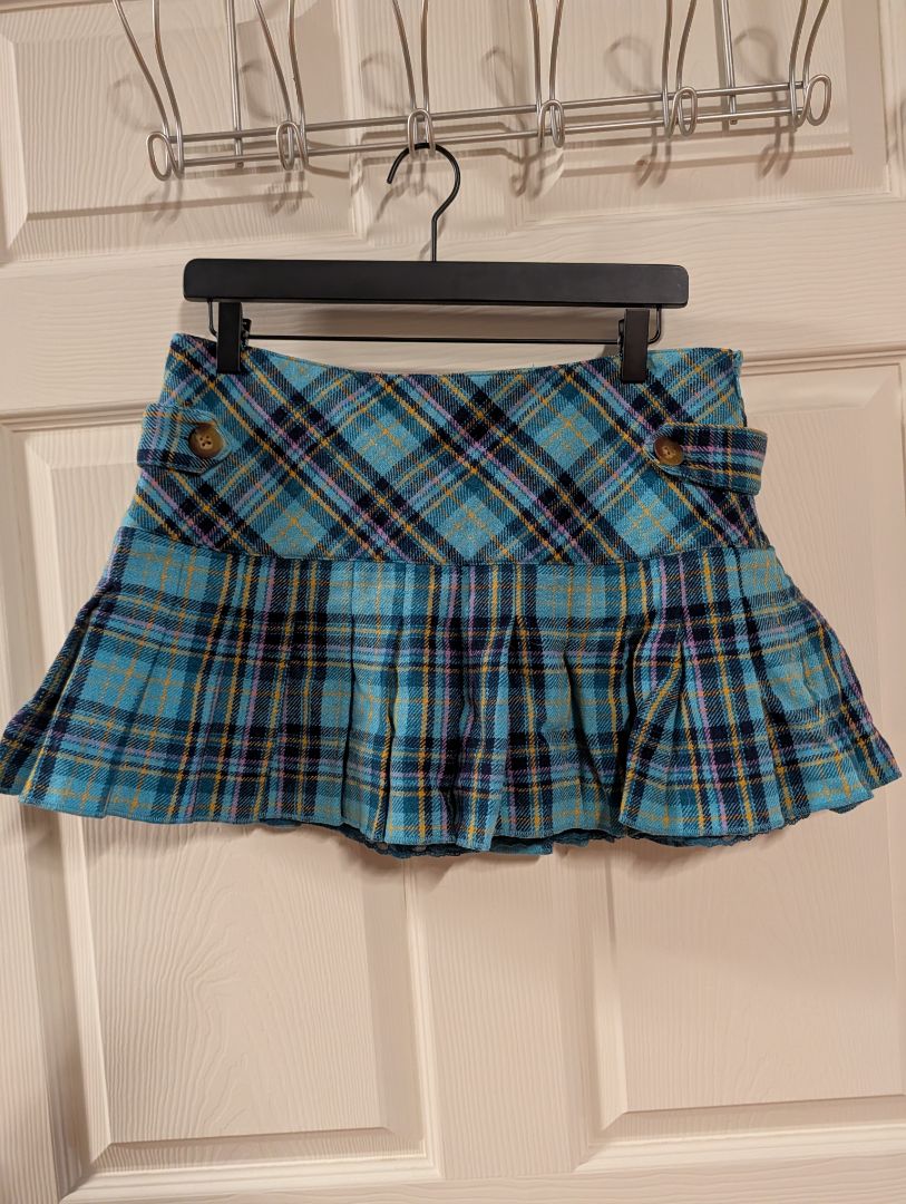 Blue  Plaid Skirt, L