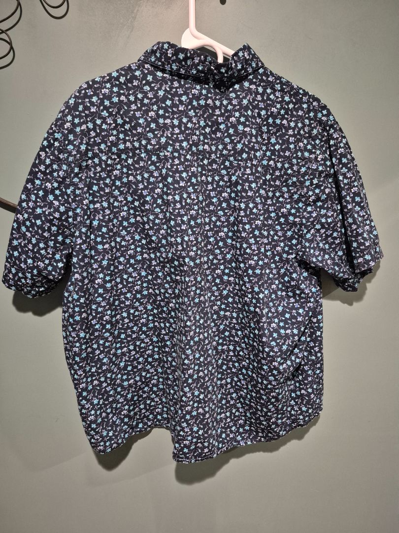 Navy w/Blue Flowers Mickey Unlimited Short Sleeve Shirt, 18W