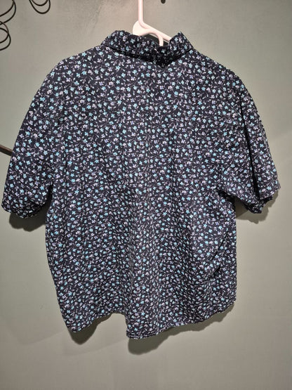 Navy w/Blue Flowers Mickey Unlimited Short Sleeve Shirt, 18W