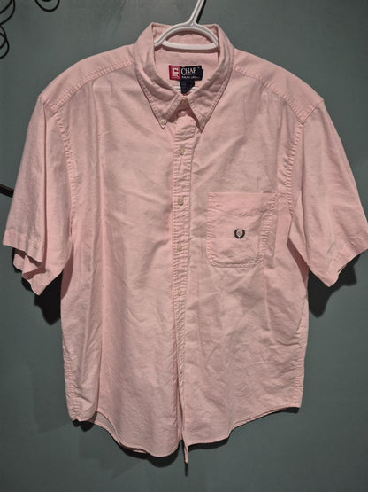 Pink Chaps Short Sleeve Button Shirt, L