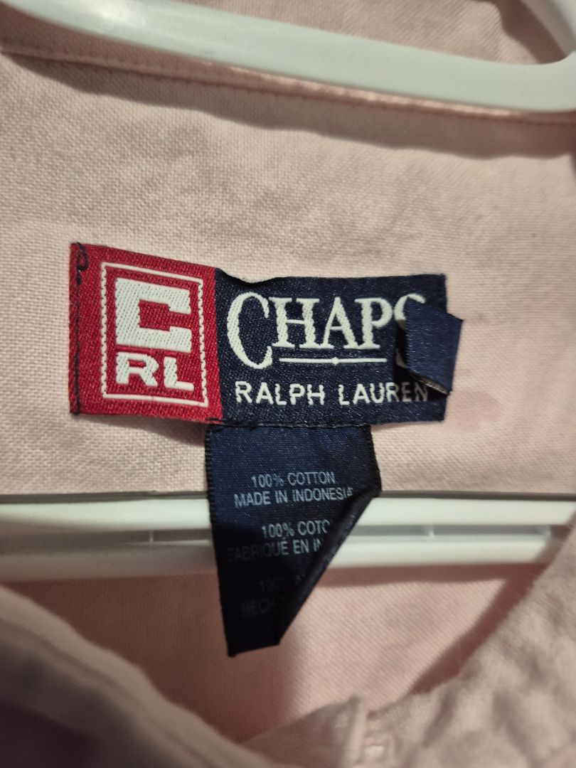 Pink Chaps Short Sleeve Button Shirt, L