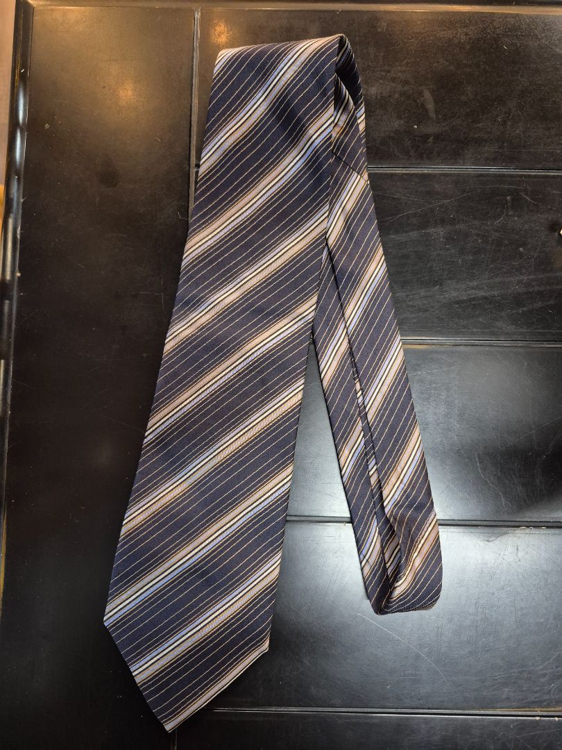 Black/Gold/Blue Striped Fendi Tie
