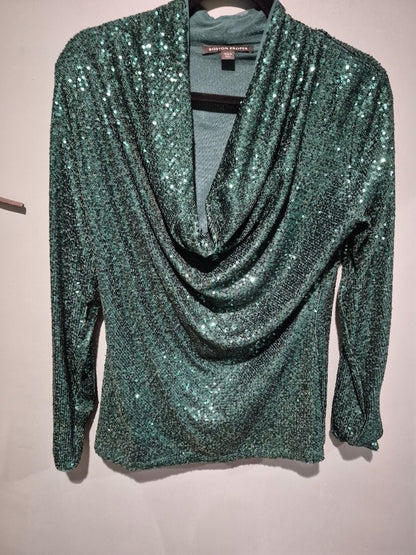 Green Boston Proper Sequined Shirt, M